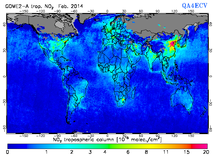 Regional Tropospheric NO2 of February 2014