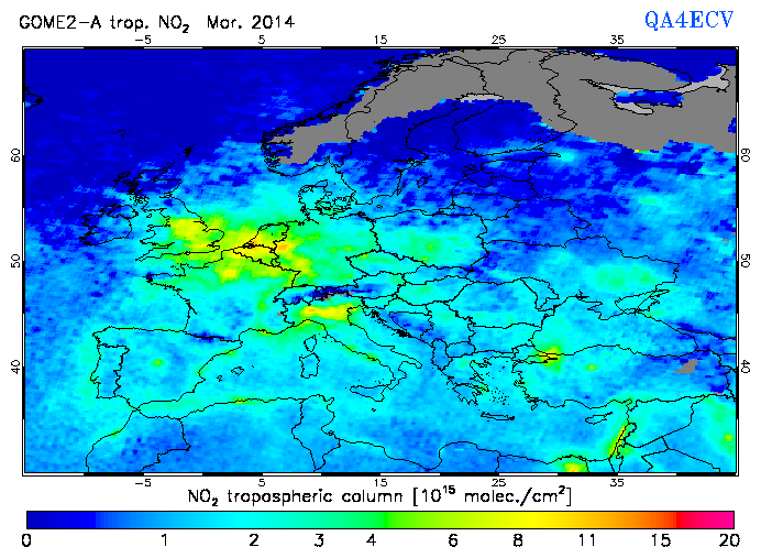 Regional Tropospheric NO2 of March 2014