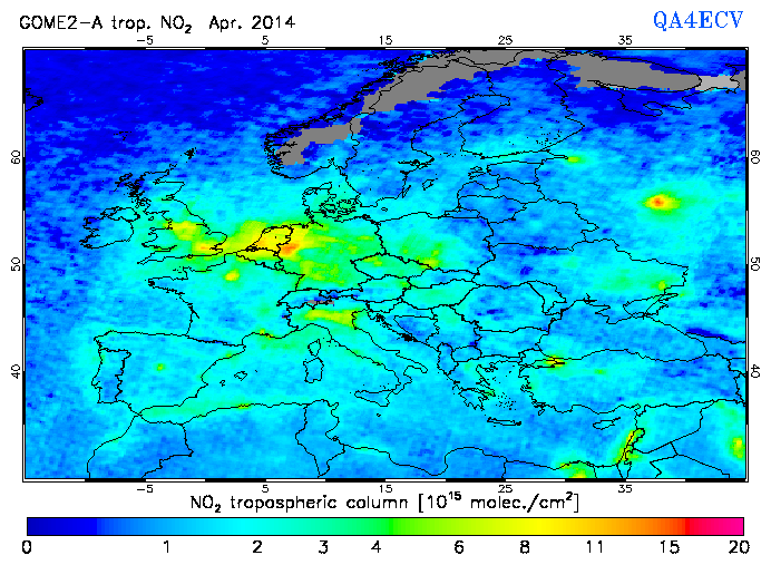 Regional Tropospheric NO2 of April 2014