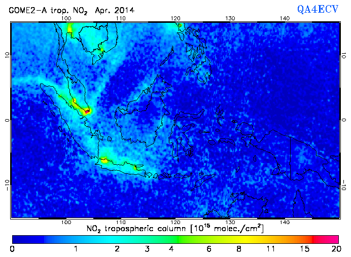 Regional Tropospheric NO2 of April 2014