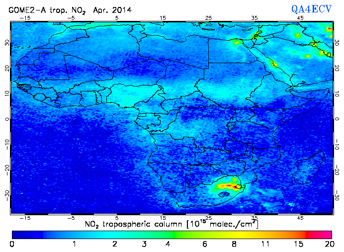 Regional Tropospheric NO2 of April 2014