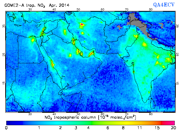 Regional Tropospheric NO2 of April 2014