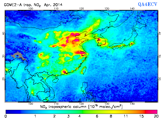 Regional Tropospheric NO2 of April 2014