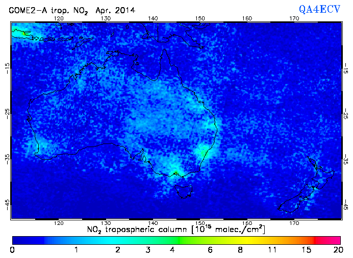 Regional Tropospheric NO2 of April 2014