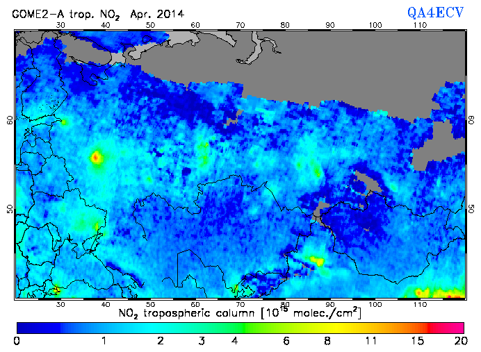 Regional Tropospheric NO2 of April 2014