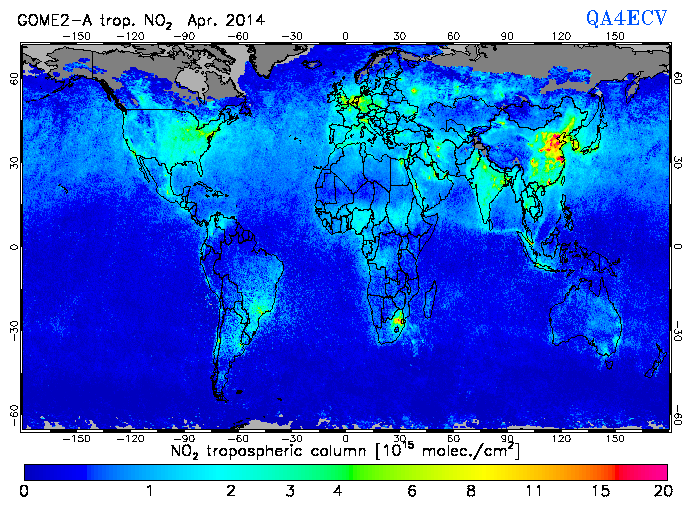 Regional Tropospheric NO2 of April 2014