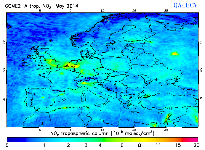 Regional Tropospheric NO2 of May 2014