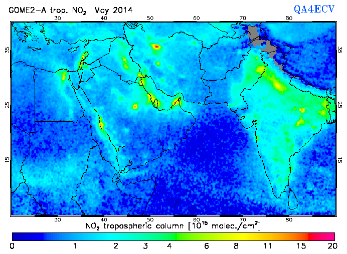 Regional Tropospheric NO2 of May 2014
