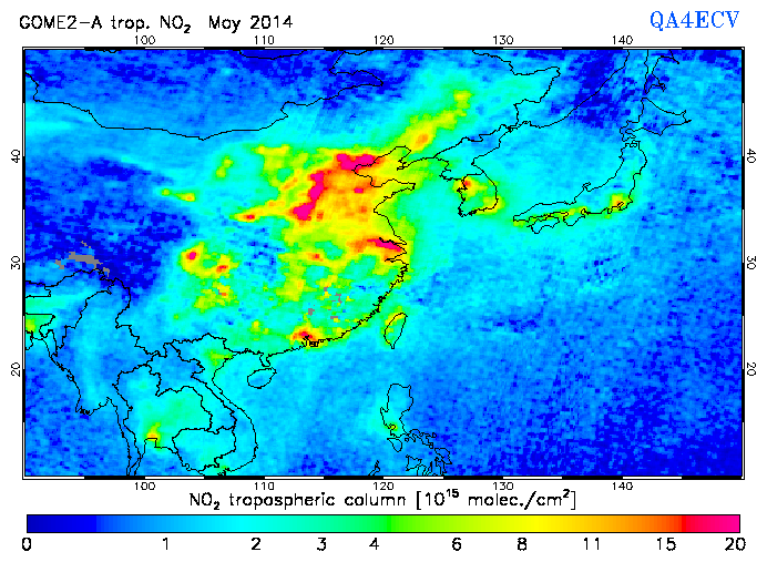 Regional Tropospheric NO2 of May 2014