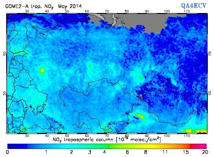 Regional Tropospheric NO2 of May 2014