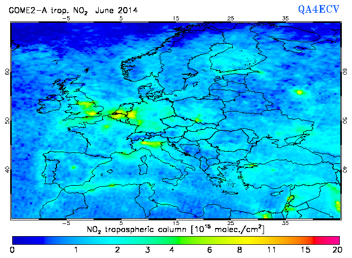 Regional Tropospheric NO2 of June 2014