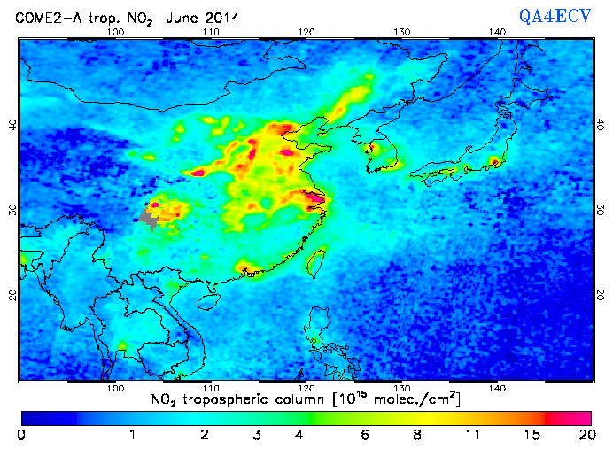 Regional Tropospheric NO2 of June 2014