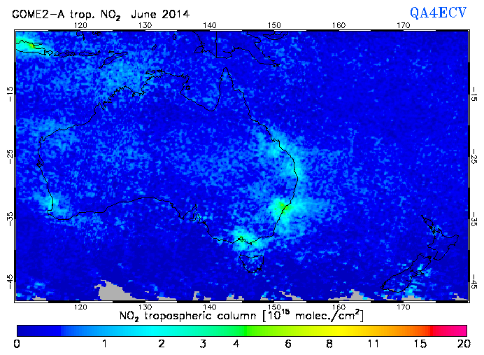Regional Tropospheric NO2 of June 2014