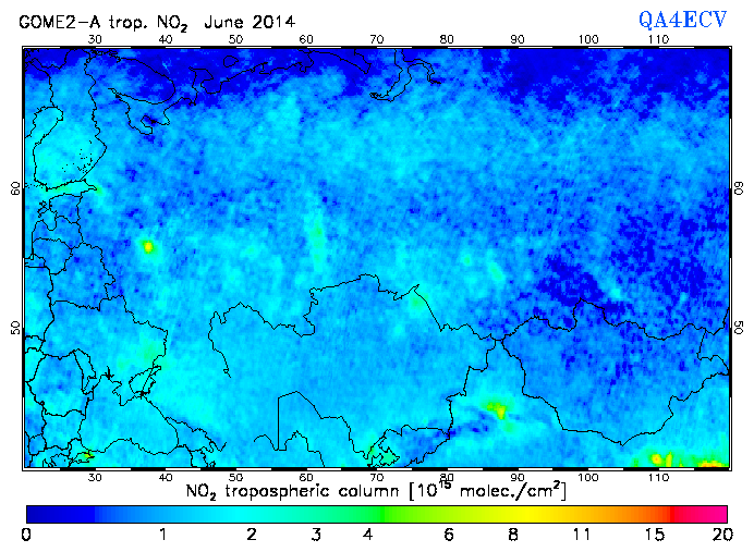 Regional Tropospheric NO2 of June 2014