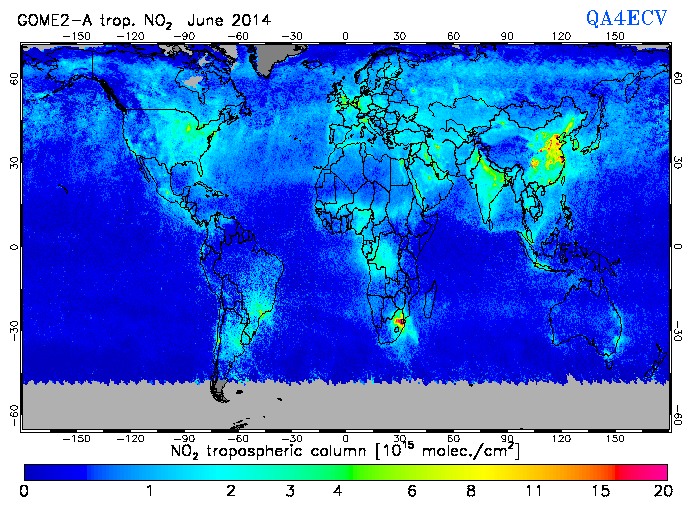 Regional Tropospheric NO2 of June 2014