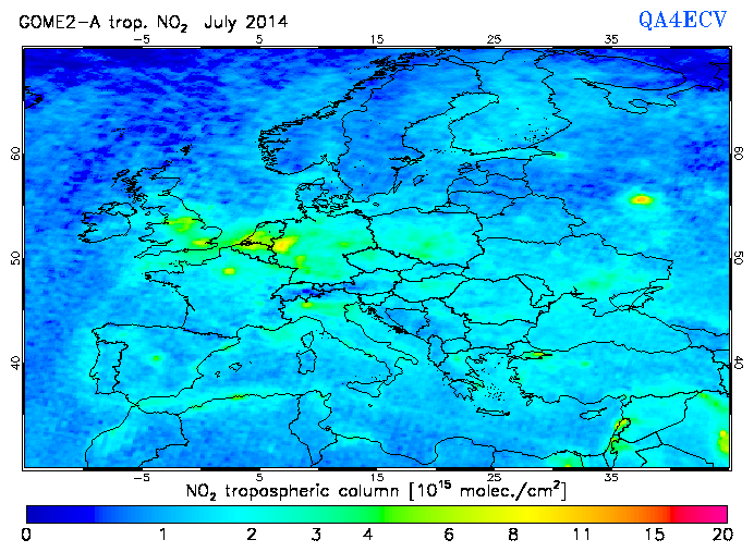 Regional Tropospheric NO2 of July 2014