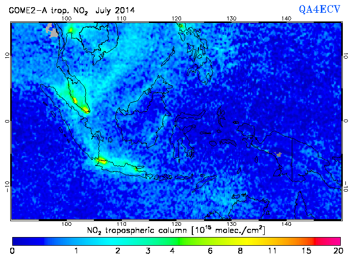 Regional Tropospheric NO2 of July 2014