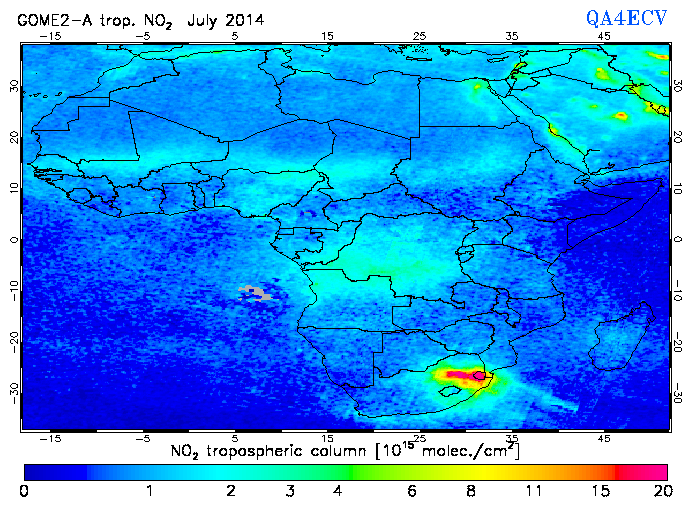 Regional Tropospheric NO2 of July 2014