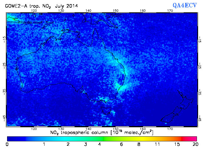 Regional Tropospheric NO2 of July 2014
