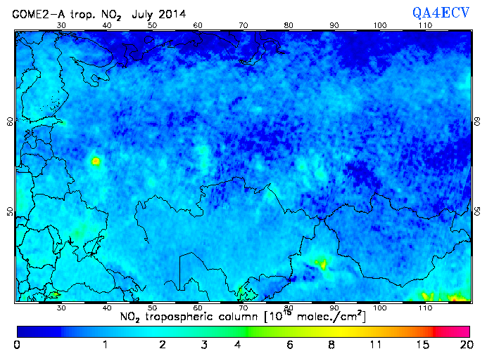 Regional Tropospheric NO2 of July 2014
