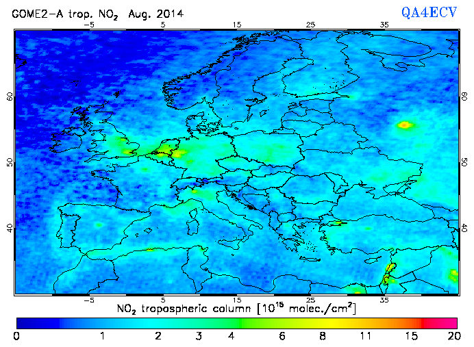 Regional Tropospheric NO2 of August 2014