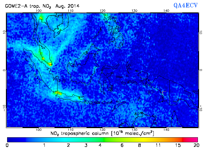 Regional Tropospheric NO2 of August 2014