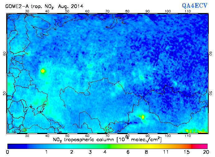 Regional Tropospheric NO2 of August 2014