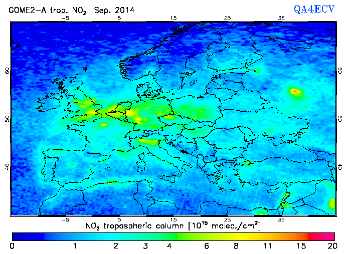 Regional Tropospheric NO2 of September 2014