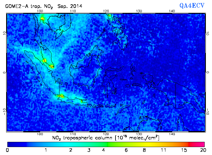 Regional Tropospheric NO2 of September 2014