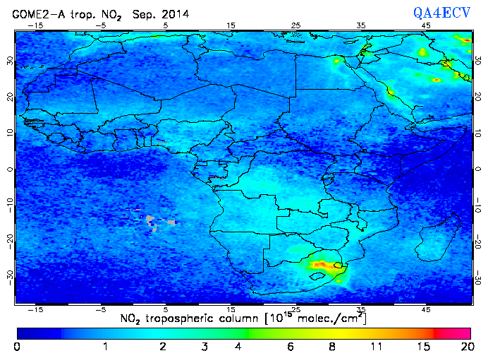 Regional Tropospheric NO2 of September 2014