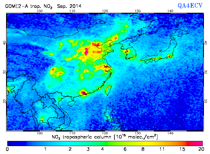 Regional Tropospheric NO2 of September 2014
