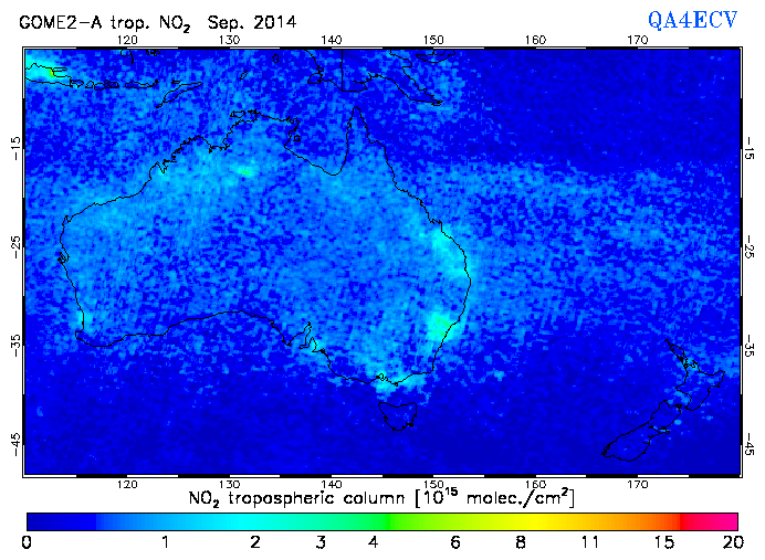 Regional Tropospheric NO2 of September 2014