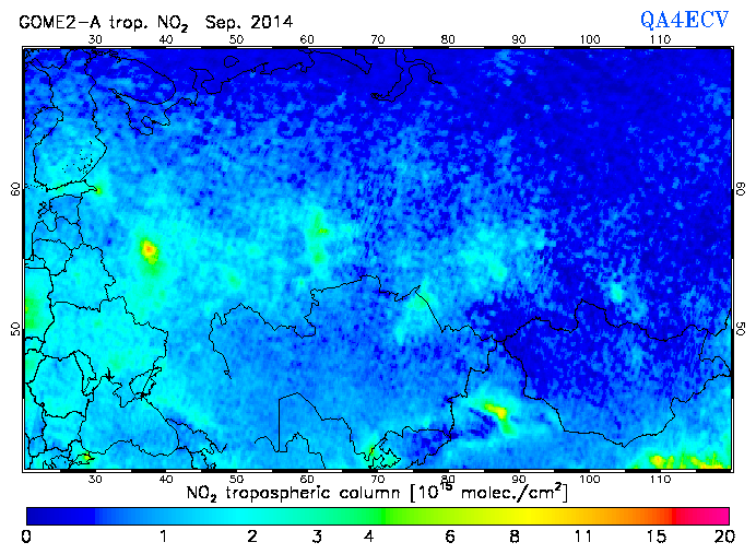 Regional Tropospheric NO2 of September 2014