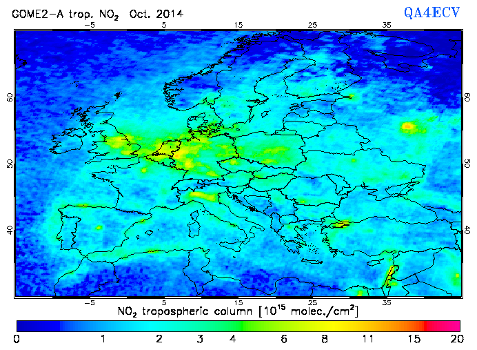 Regional Tropospheric NO2 of October 2014