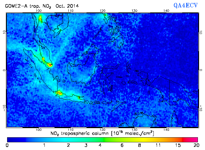 Regional Tropospheric NO2 of October 2014