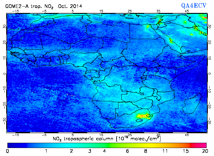 Regional Tropospheric NO2 of October 2014