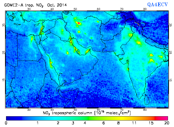 Regional Tropospheric NO2 of October 2014