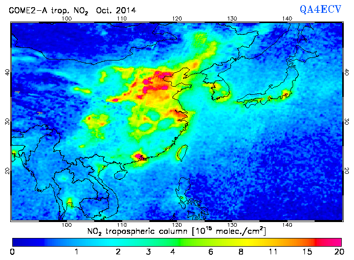 Regional Tropospheric NO2 of October 2014