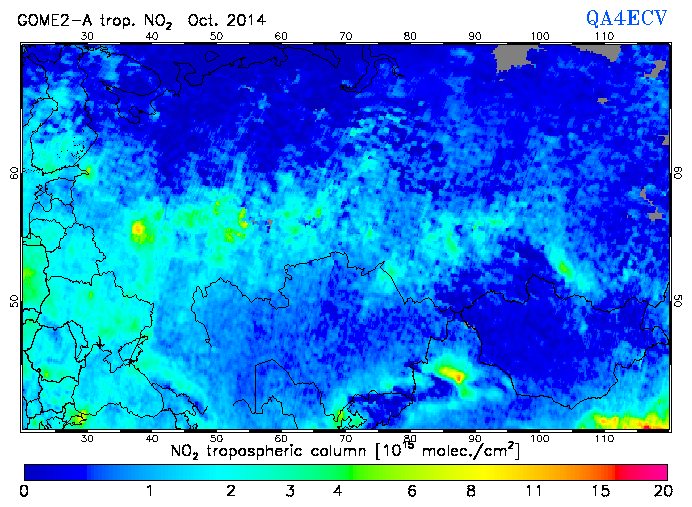 Regional Tropospheric NO2 of October 2014