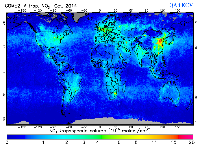 Regional Tropospheric NO2 of October 2014