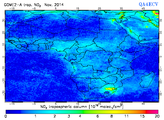 Regional Tropospheric NO2 of November 2014