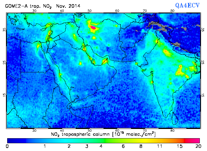 Regional Tropospheric NO2 of November 2014