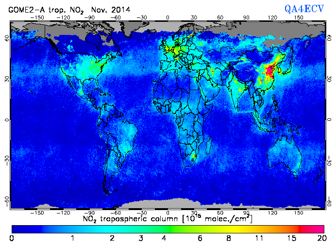 Regional Tropospheric NO2 of November 2014