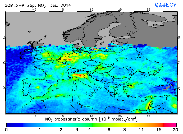 Regional Tropospheric NO2 of December 2014
