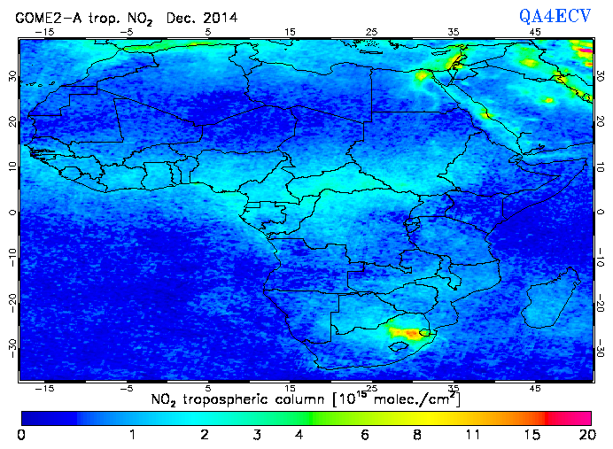 Regional Tropospheric NO2 of December 2014