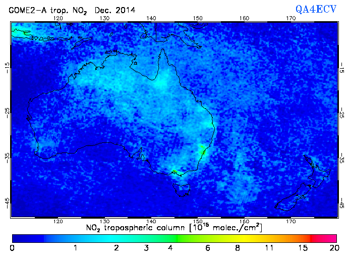 Regional Tropospheric NO2 of December 2014