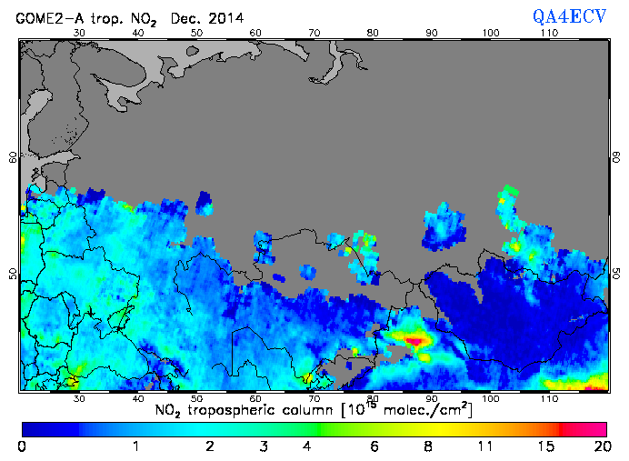 Regional Tropospheric NO2 of December 2014