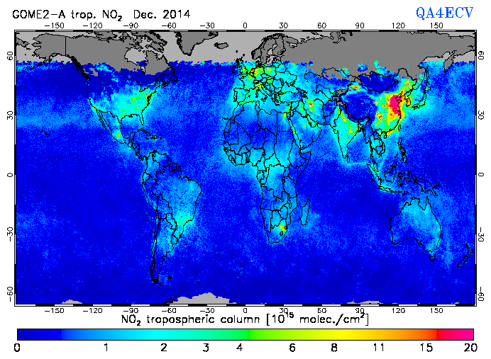 Regional Tropospheric NO2 of December 2014