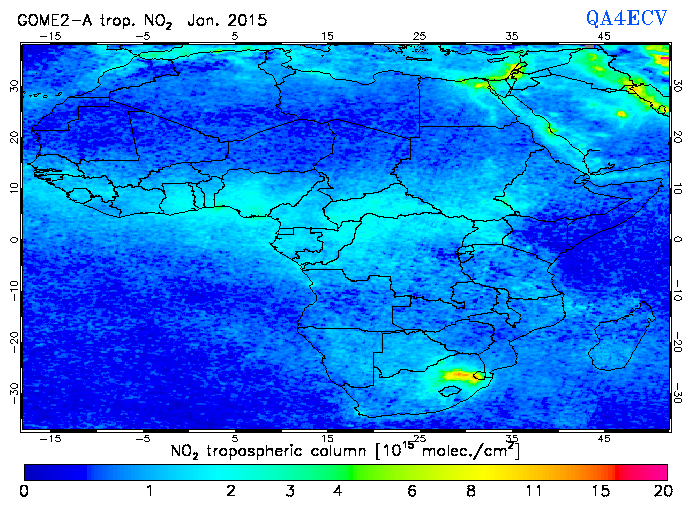 Regional Tropospheric NO2 of January 2015