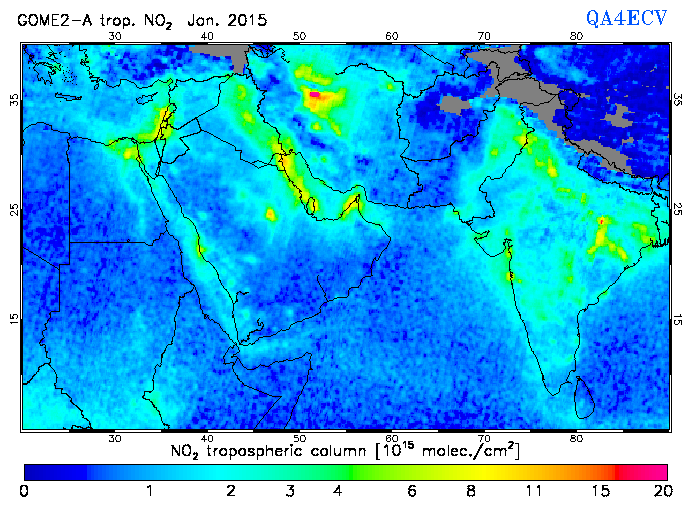Regional Tropospheric NO2 of January 2015